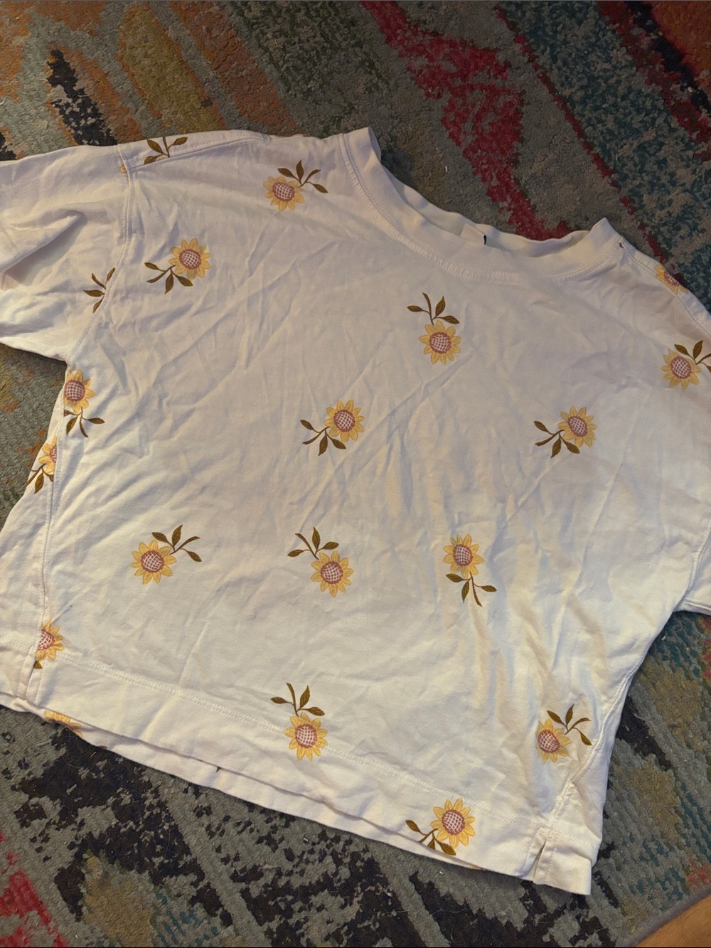 Old Navy White Tee with Yellow Floral Print